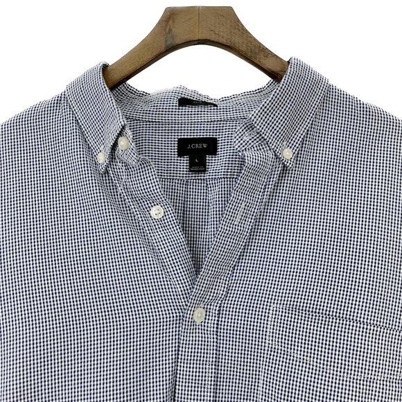 J. CREW SLIM FIT Gingham Blue Shirt Size L - Picture 5 of 6